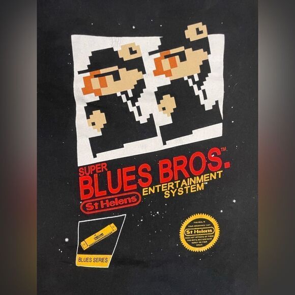 Blue Brothers St Helens Graphic T-shirt Men Medium Black Short Sleeve Music - Picture 2 of 5